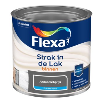 Flexa Strak in de Lak binnenlak zijdeglans antracietgrijs 250 ml