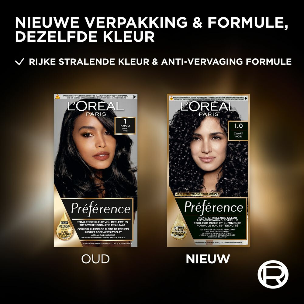 L'Oréal Préférence Permanente Haarkleuring 1 Zwart
