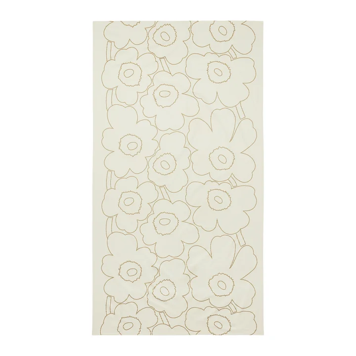 Marimekko - Piirto Unikko Tischdecke, 135 x 250 cm, linen / gold (Winter 2024)