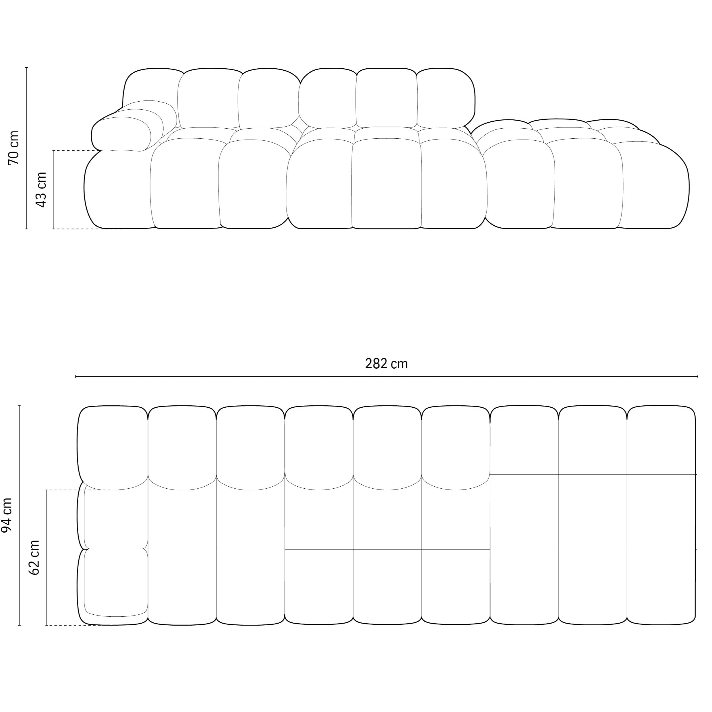 Milo Casa Tropea Modulaire 2-zitsbank Rechts Open met Hocker - Roze