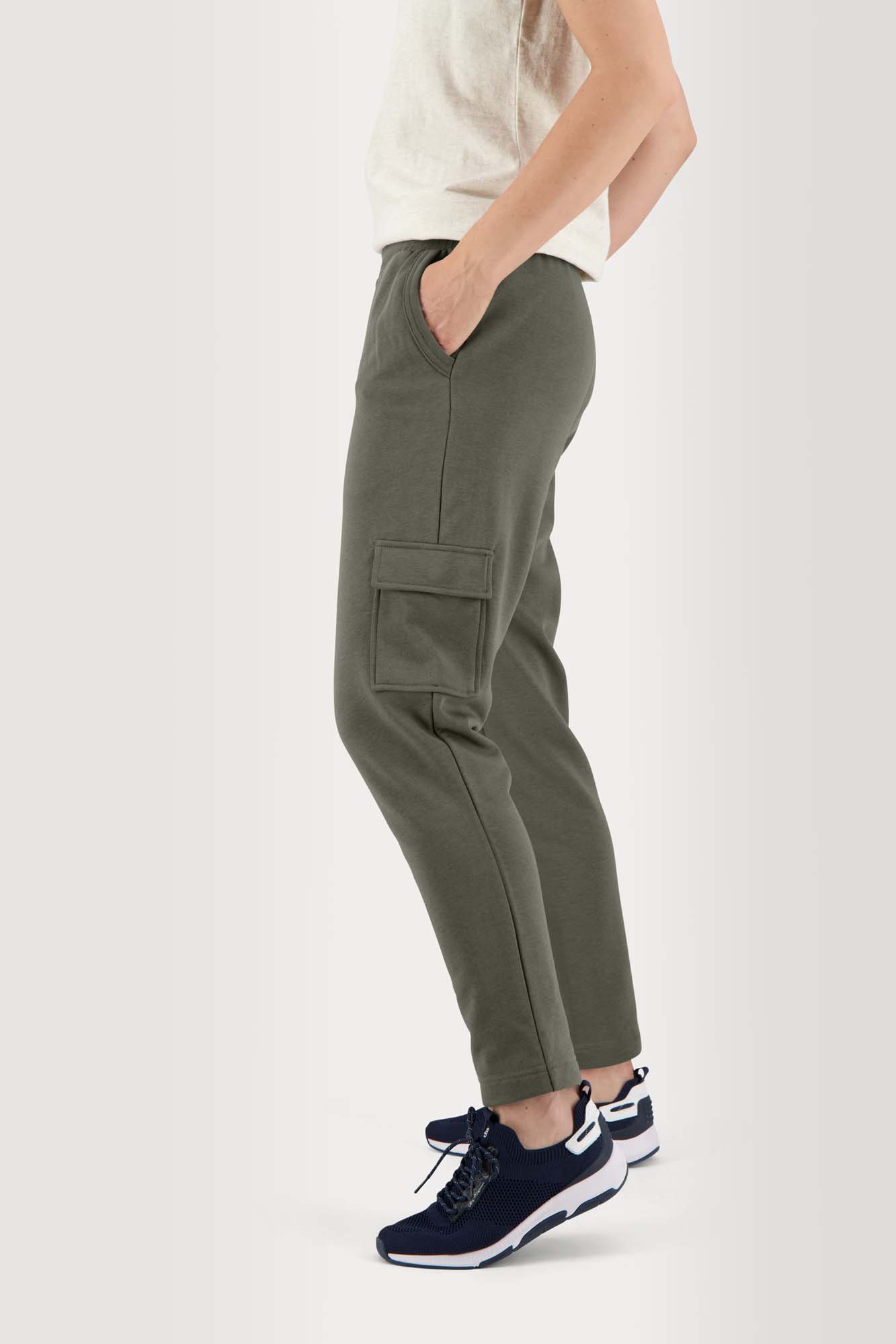 Pantalon Femme Molleton Ceinture Elastiquée Kaki
