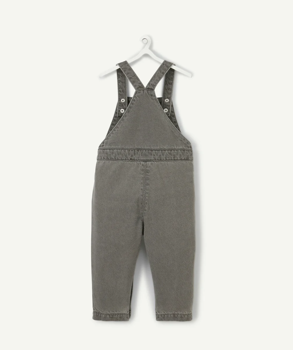 SALOPETTE BÉBÉ FILLE EN DENIM LOW IMPACT GRIS