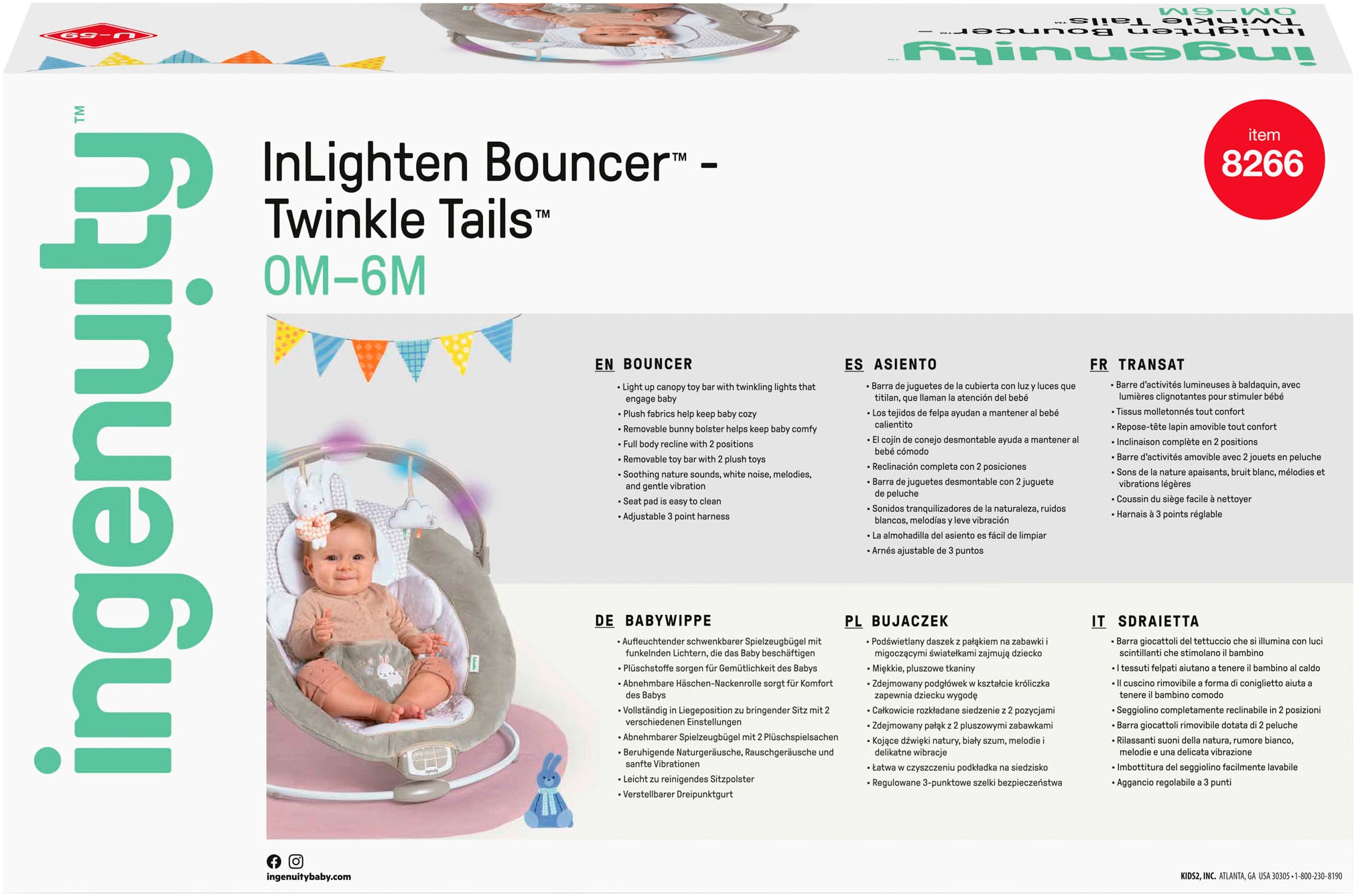 ingenuity Babyschaukel »InLighten Bouncer™ - Twinkle Tails™« bis 9 kg mit Licht und Sound