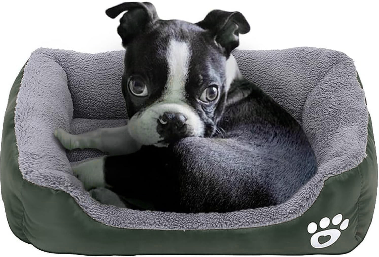 (80x65cm) Weiches Haustier Bett Kuscheliges Hundesofa Katzen Kissen - Grau / Dunkelgrün