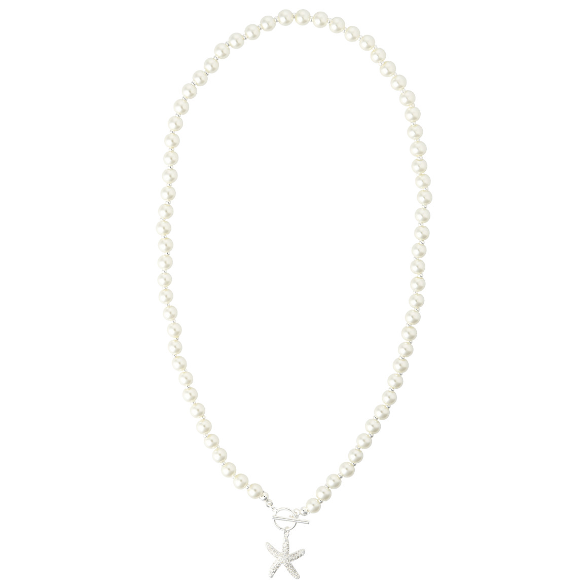 Gina Benotti Damen Perlenkette mit Seestern silber / weiss