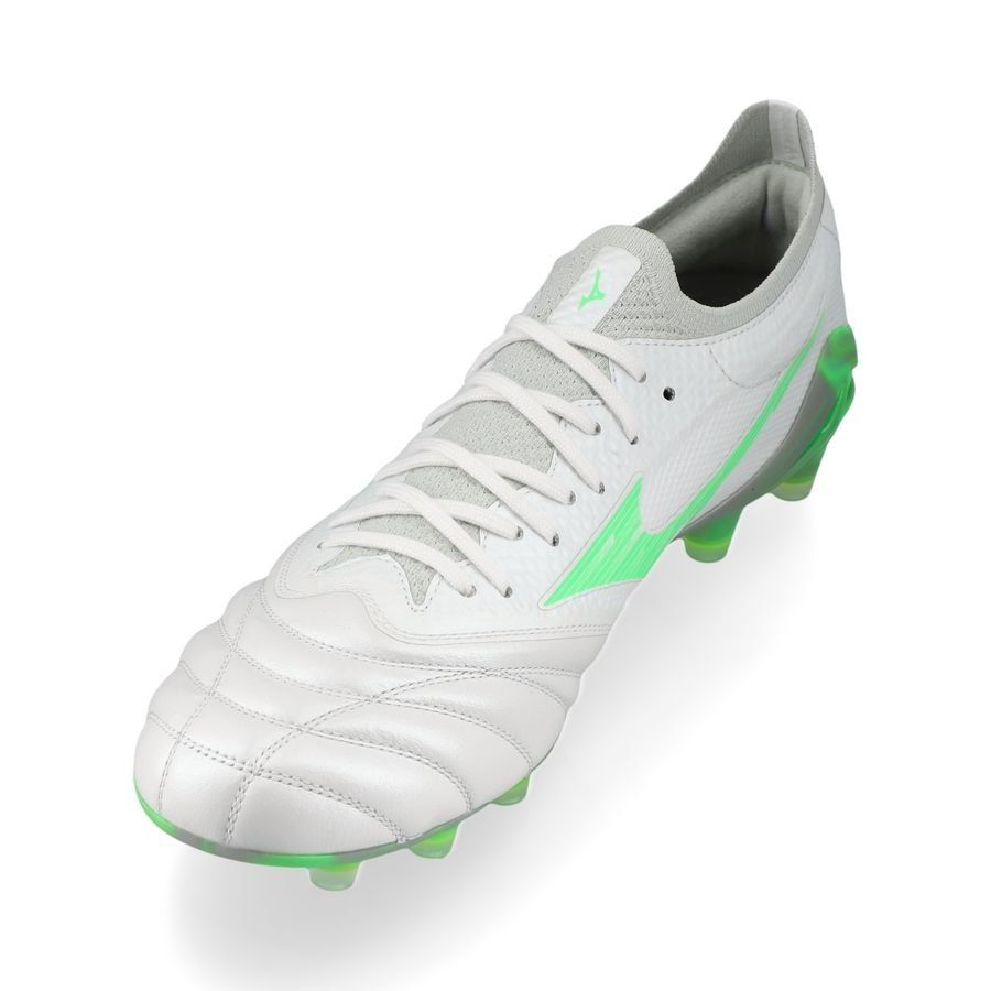 Mizuno Morelia Neo IV Beta Elite FG/AG Frontier - Blanc/Vert Néon/Cool Gray