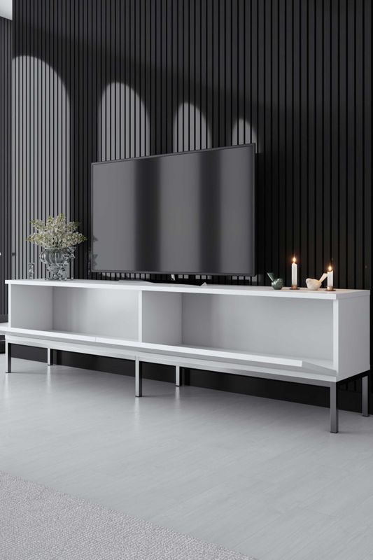 Arabic House - Lord - TV-meubel - Wit/Zilver - 180 cm - Metaal/Melamine