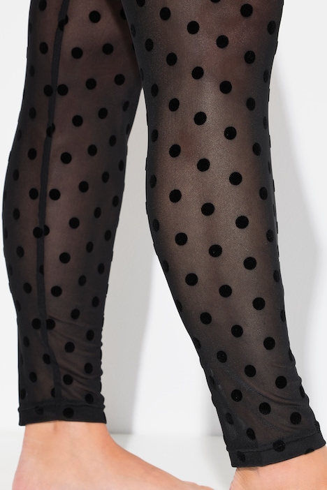 Strumpf-Leggings, Mesh, Flock-Punkte