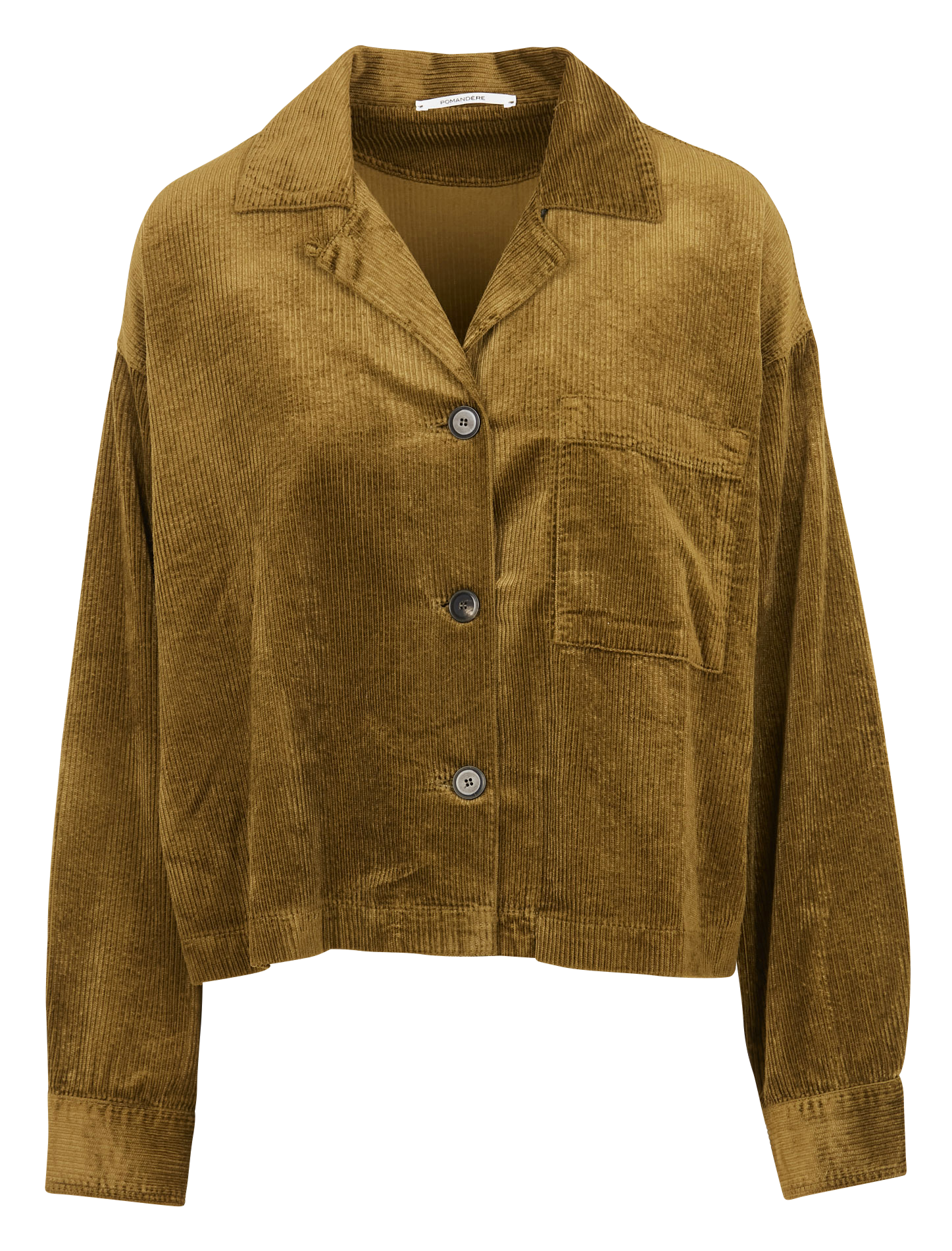 Chemise col tailleur en velours côtelé | Vert