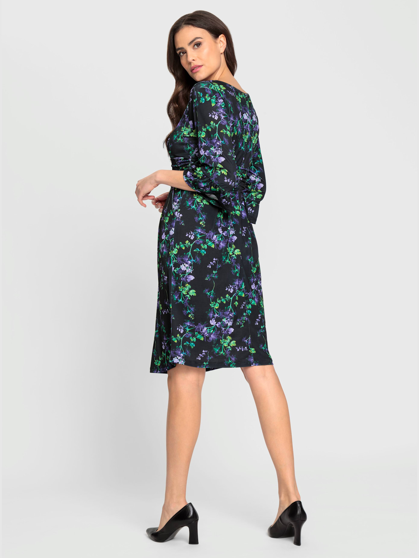 Robe en jersey motif floral fantaisie