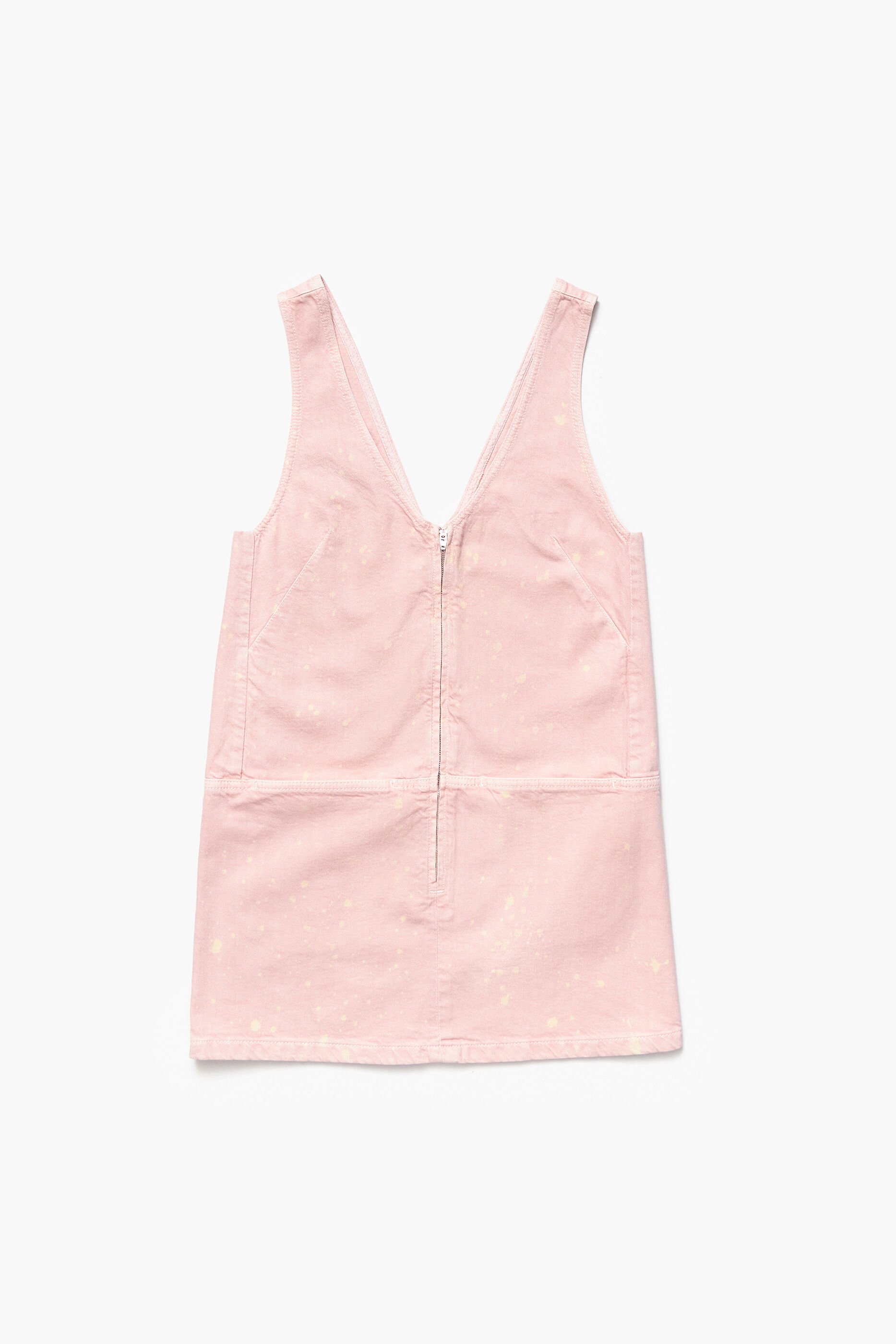Vestido curto de jeans rosa claro