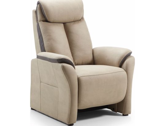 CONCEPT1 - Canapé tissu Paris beige 2 places électrique + fauteuil fixe