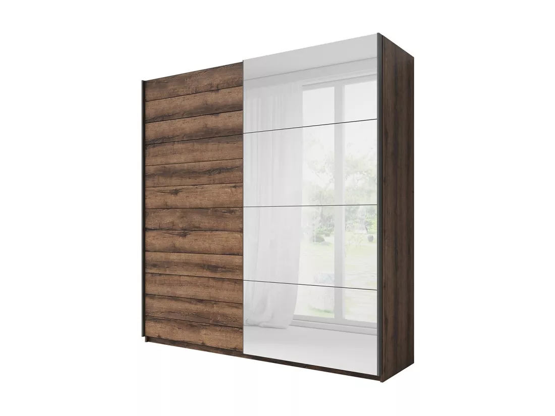 Chambre à coucher EOS : Armoire 220x210, Lit 180, commode, chevets. Couleur chêne foncé et noir