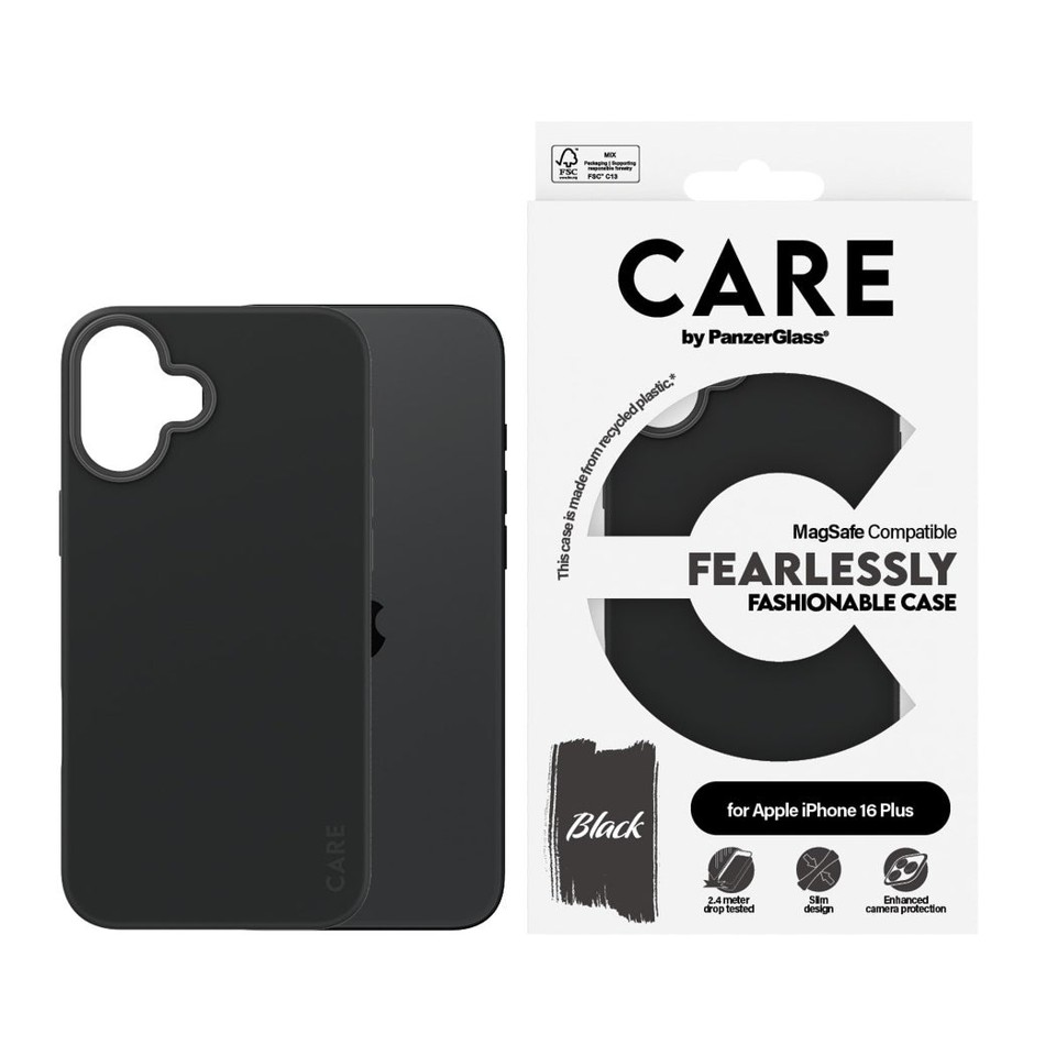 CARE by PanzerGlass - Case - Black - MagSafe - iPhone 16 Plus
