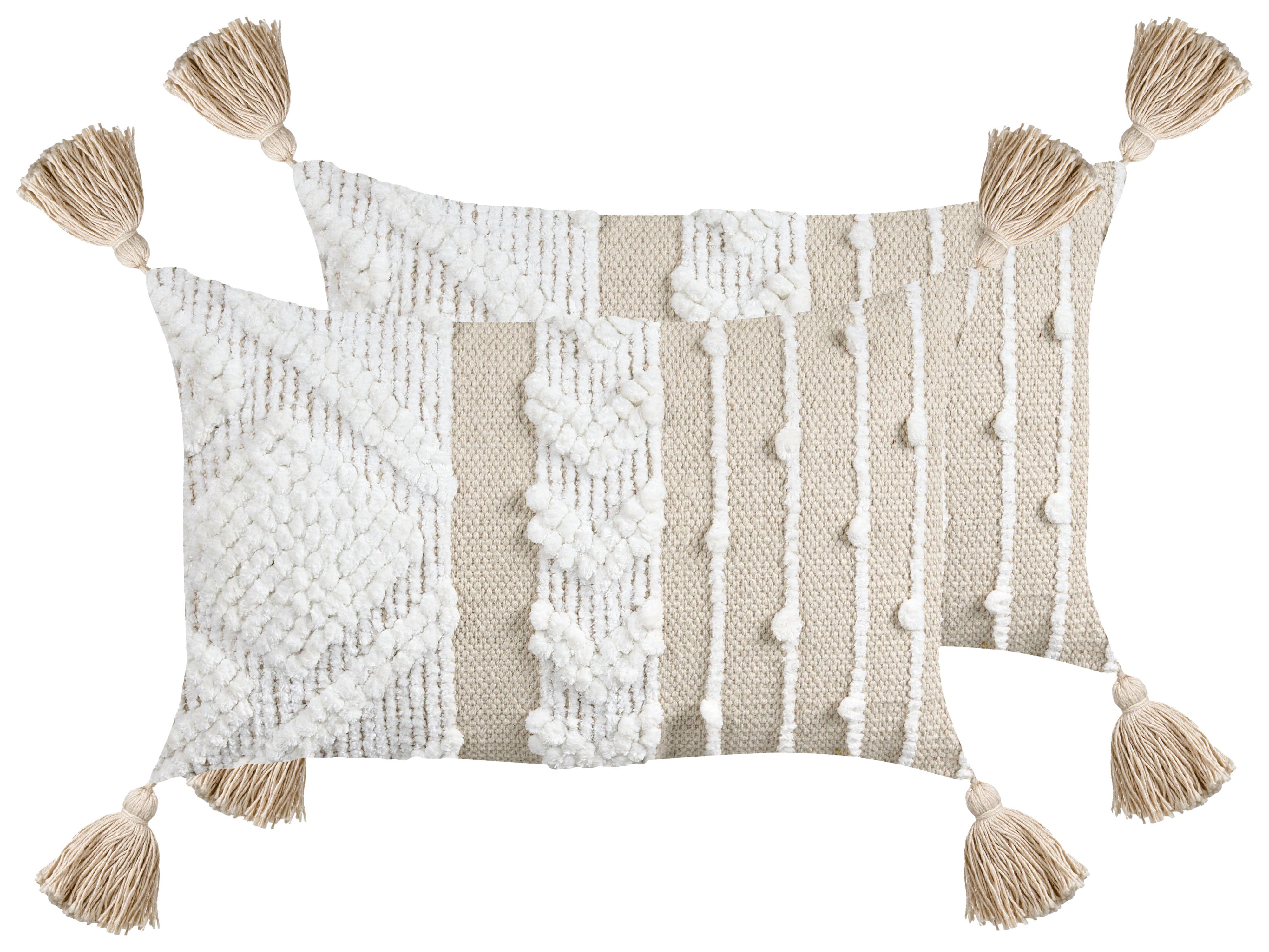 Set van 2 sierkussens VALVARIA Katoen 30 x 50 cm Gebroken wit chevron patroon