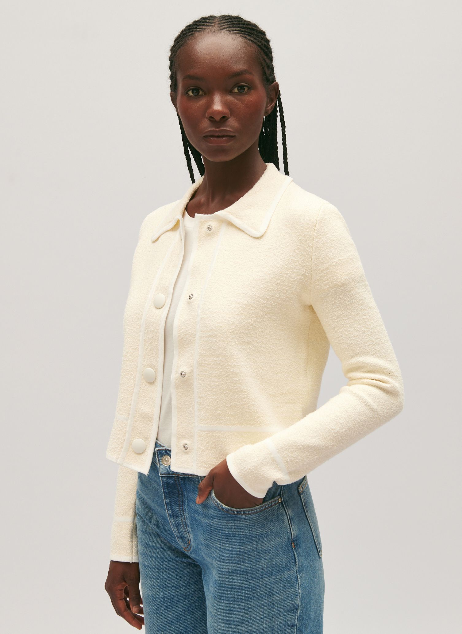 CLAUDIE PIERLOT Gilet col classique en coton bio - Blanc