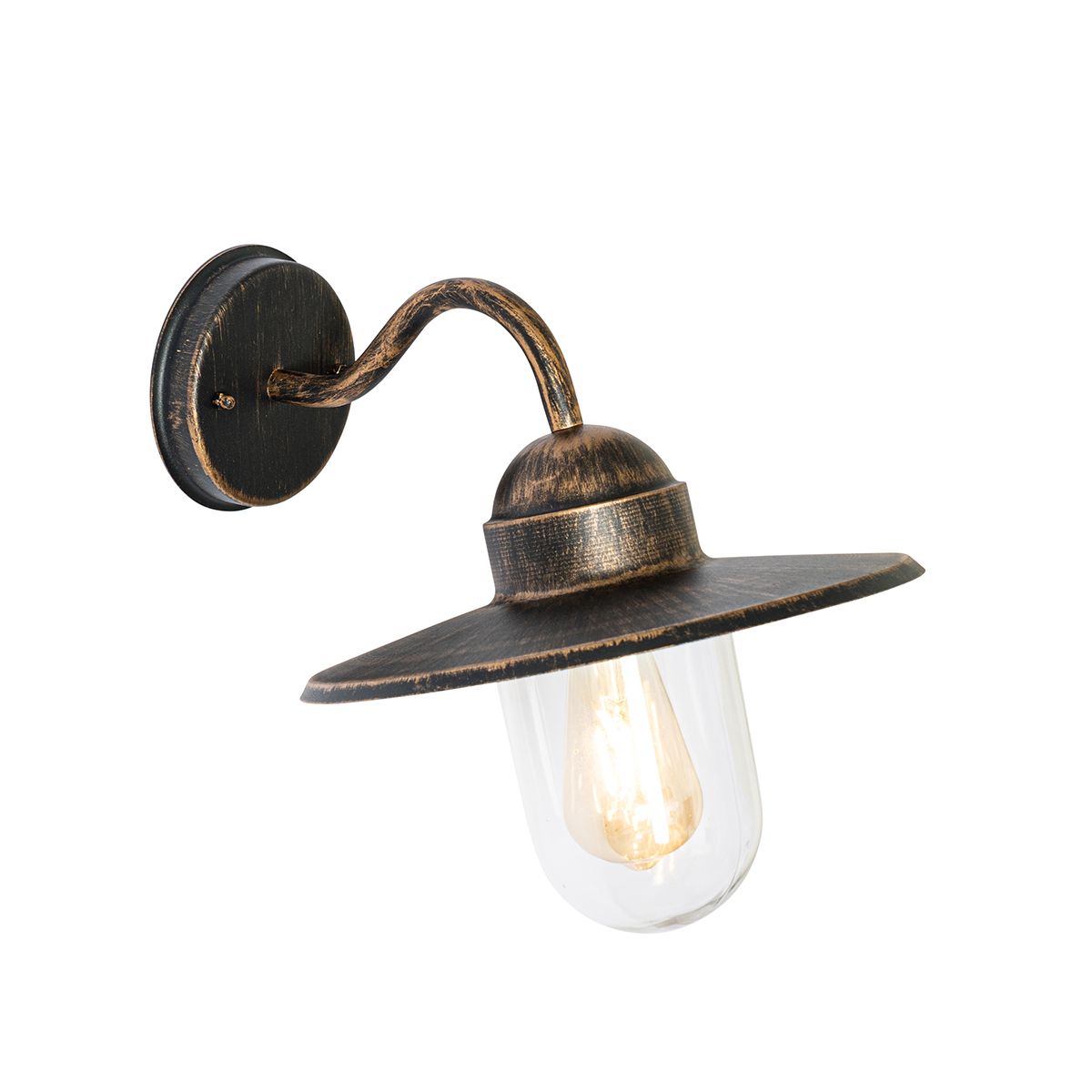 Landelijke buiten wandlamp antiek goud IP44 - Kansas