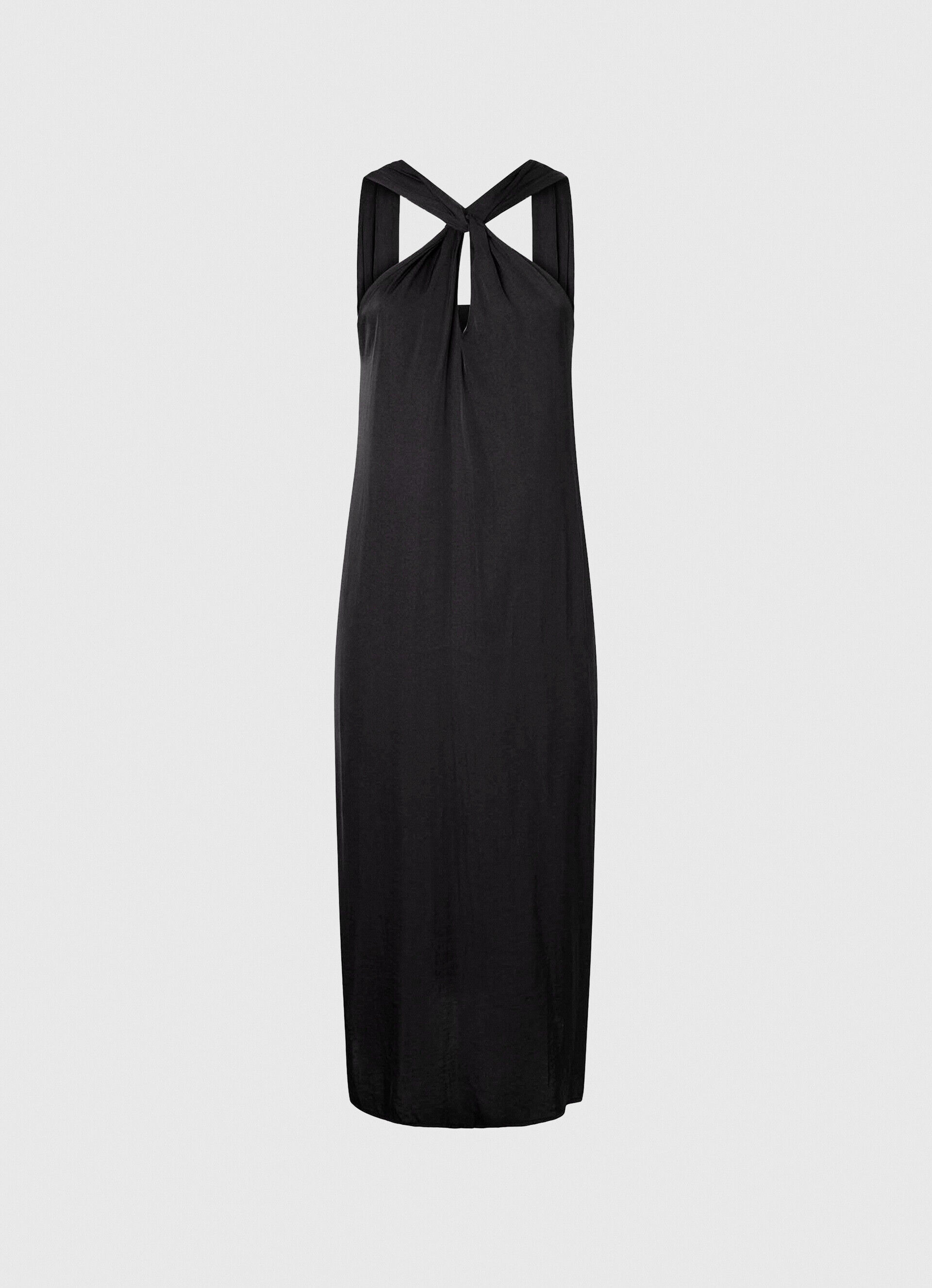VESTIDO CASEY DE CETIM PLANO - preto