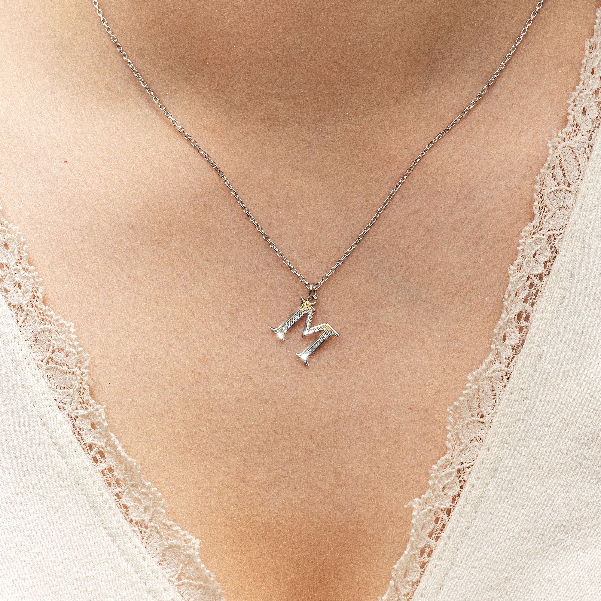 Diamonds by Ellen K. Halskette Silber 925 mit 1x Diamant 0,008ct. Buchstabe M
