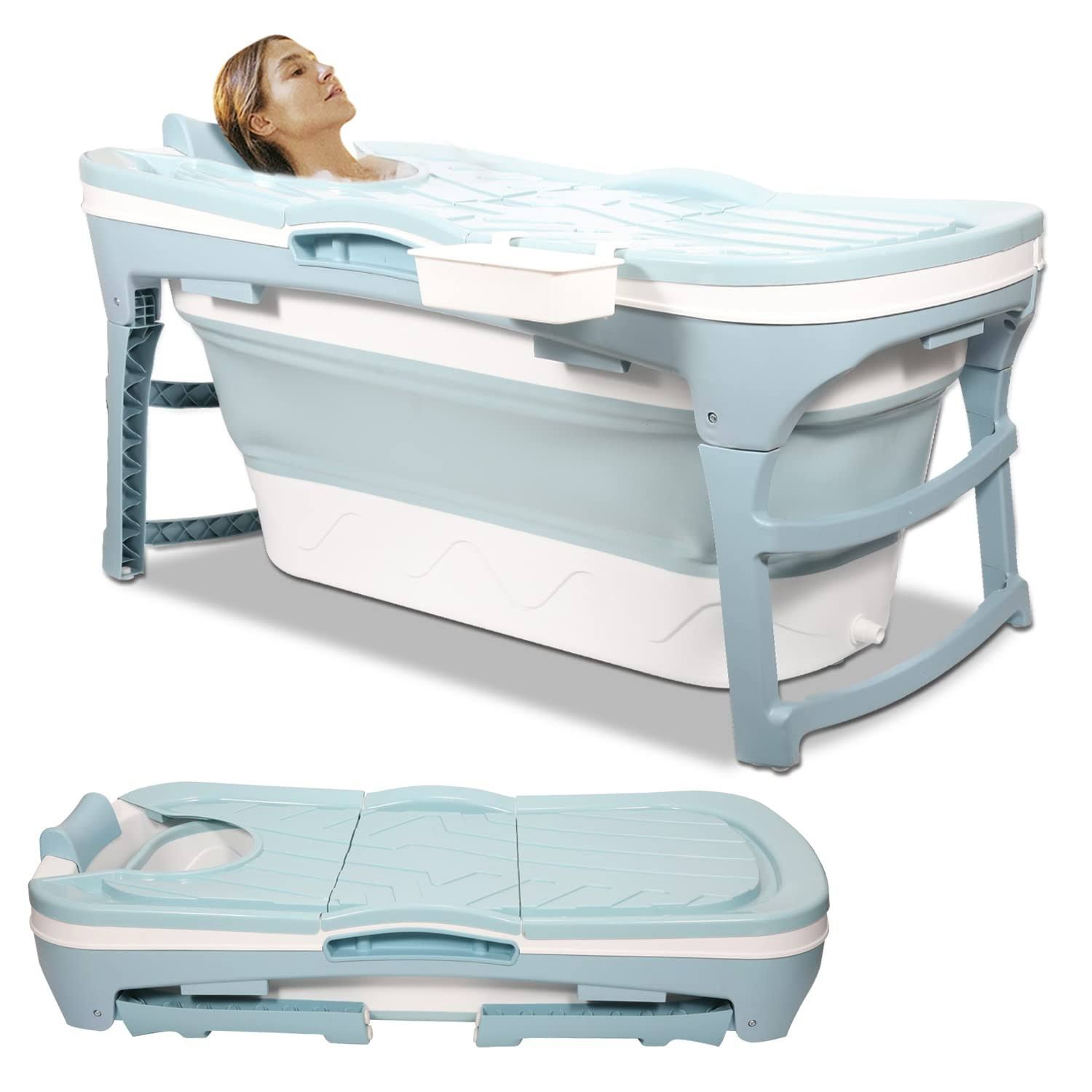 Joparri Faltbare Badewanne Erwachsene klappbare mobile bathtub für Badezimmer, Dusche und Balkon| Ideal für kleine Badezimmer | mit Seifenkorb,