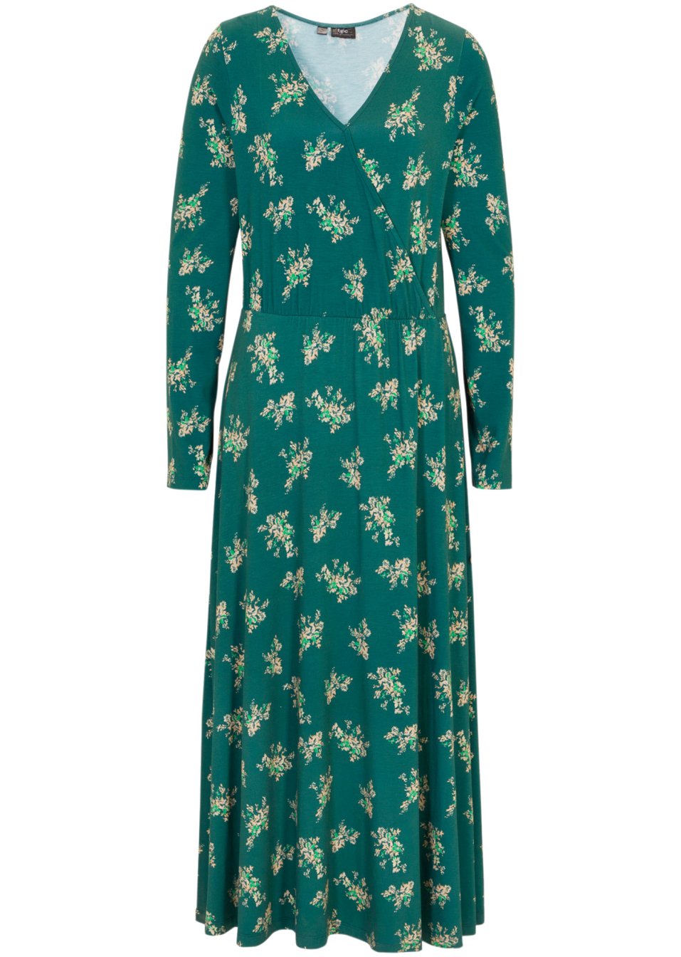 Robe longue imprimée en viscose, manches longues