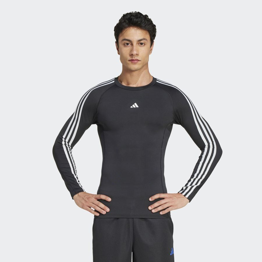Adidas T-shirt manches longues compression 3 bandes Techfit Training