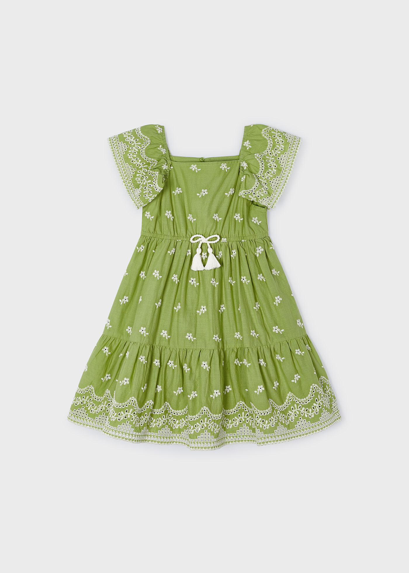 Vestido bordado com contraste estilo maçã para meninas