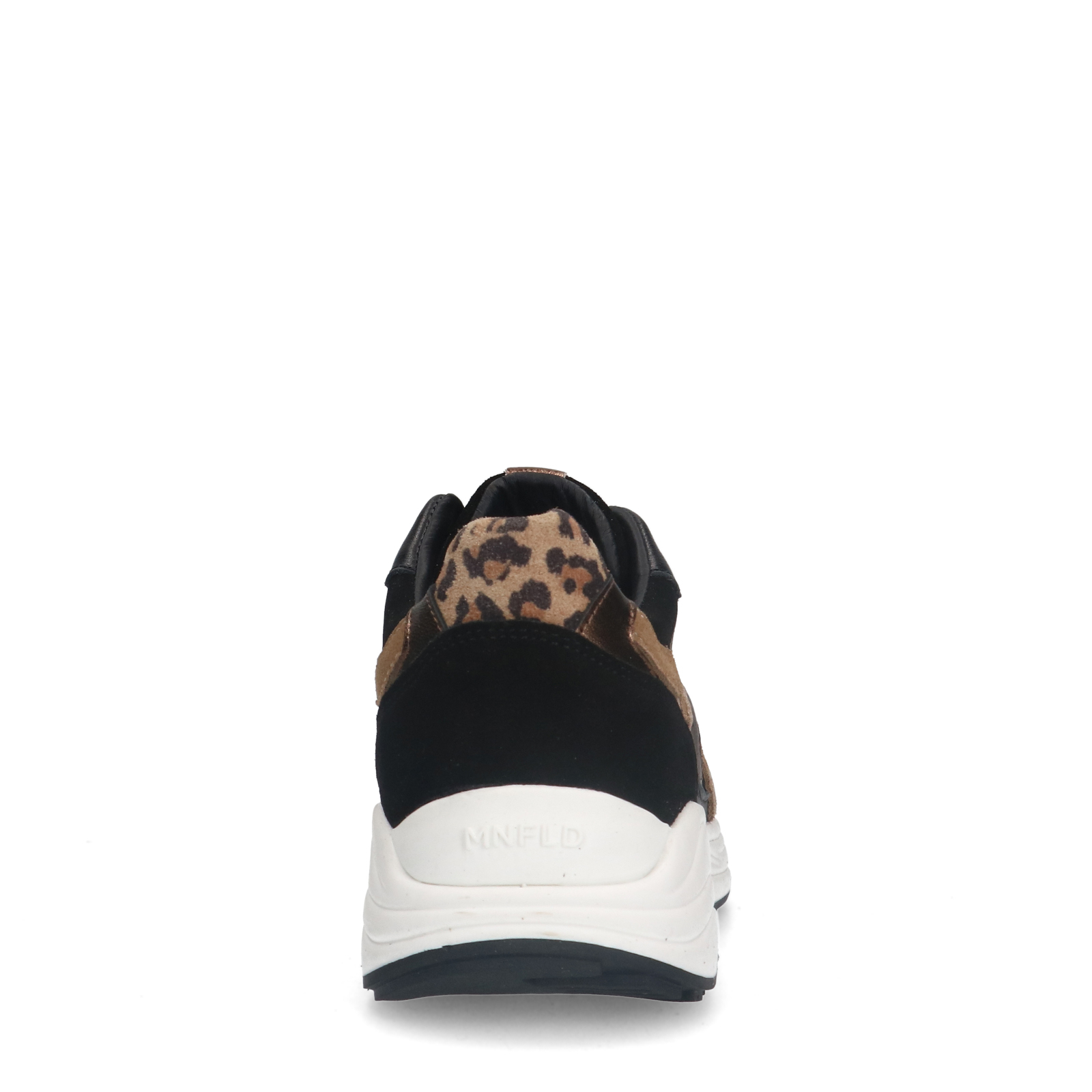Zwarte leren sneakers met bruine details