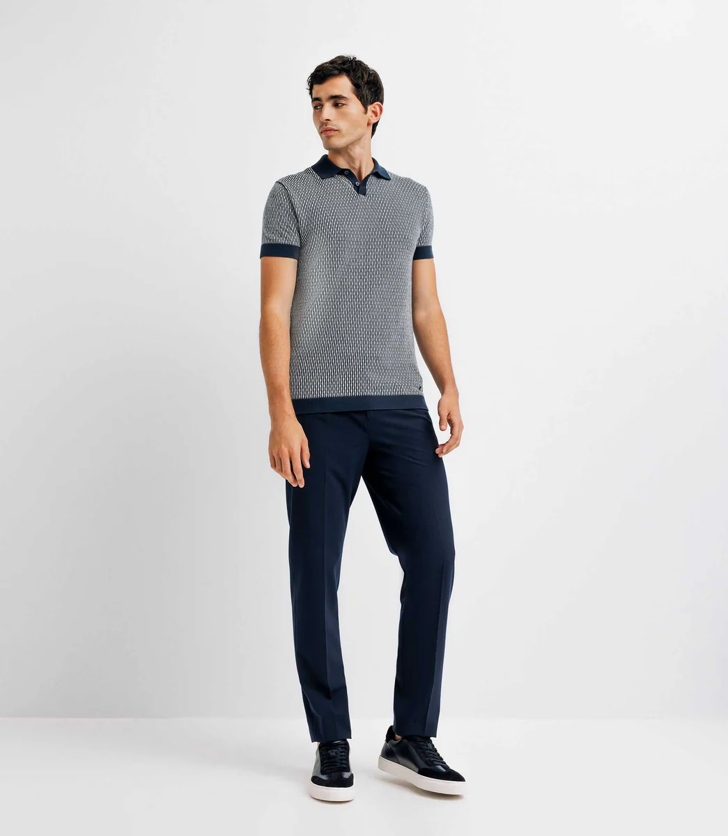 Polo en jacquard marine
