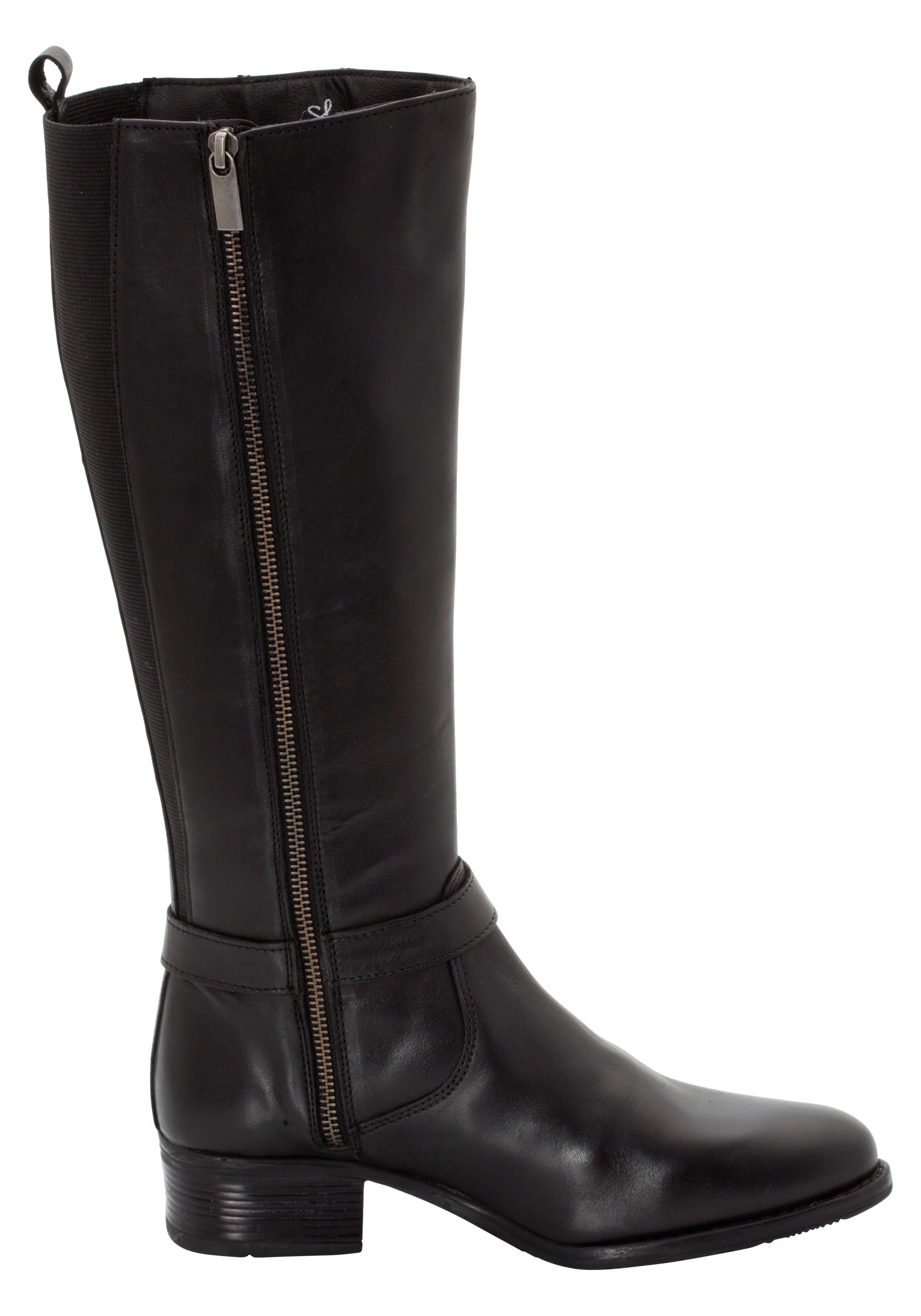 Weitschaftstiefel aus Leder mit Zierband