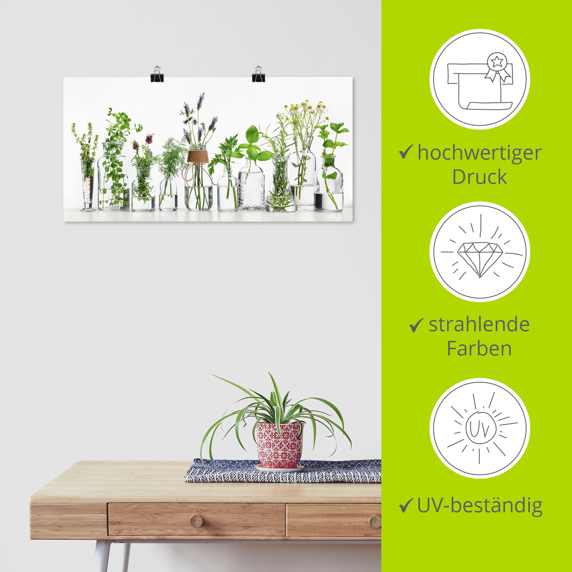 Artland Wandbild »Öle mit Kräutern« Kräuterbilder 1 Stk. tlg. als Alubild, Outdoorbild, Leinwandbild, Poster, Wandaufkleber
