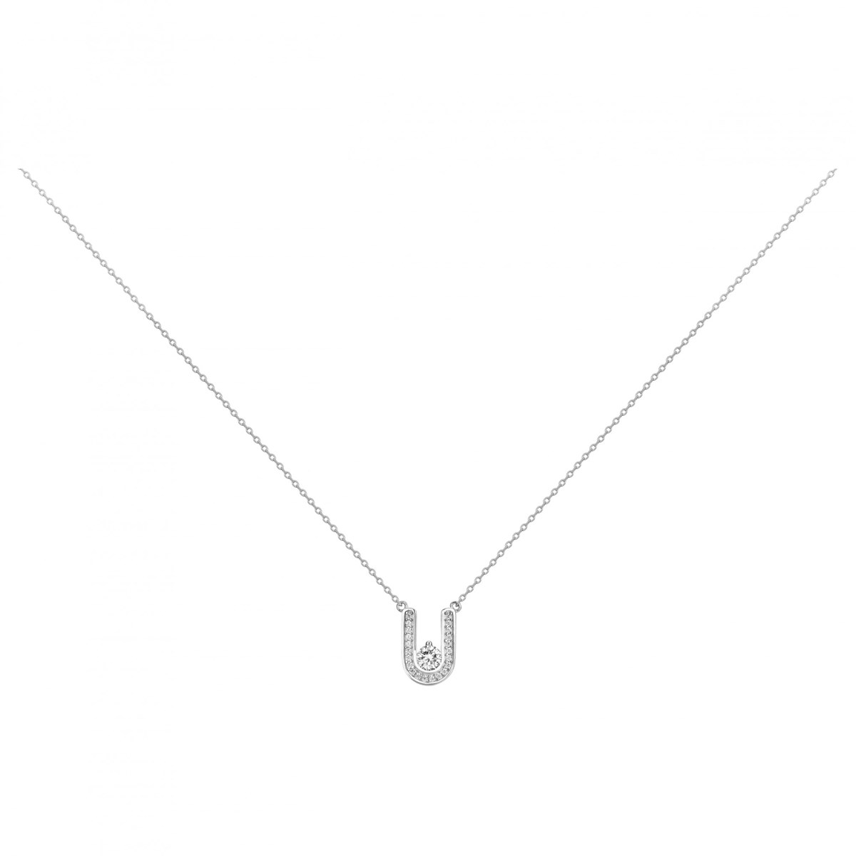 Collier mono-motif en Argent avec oxyde de zirconium blanc