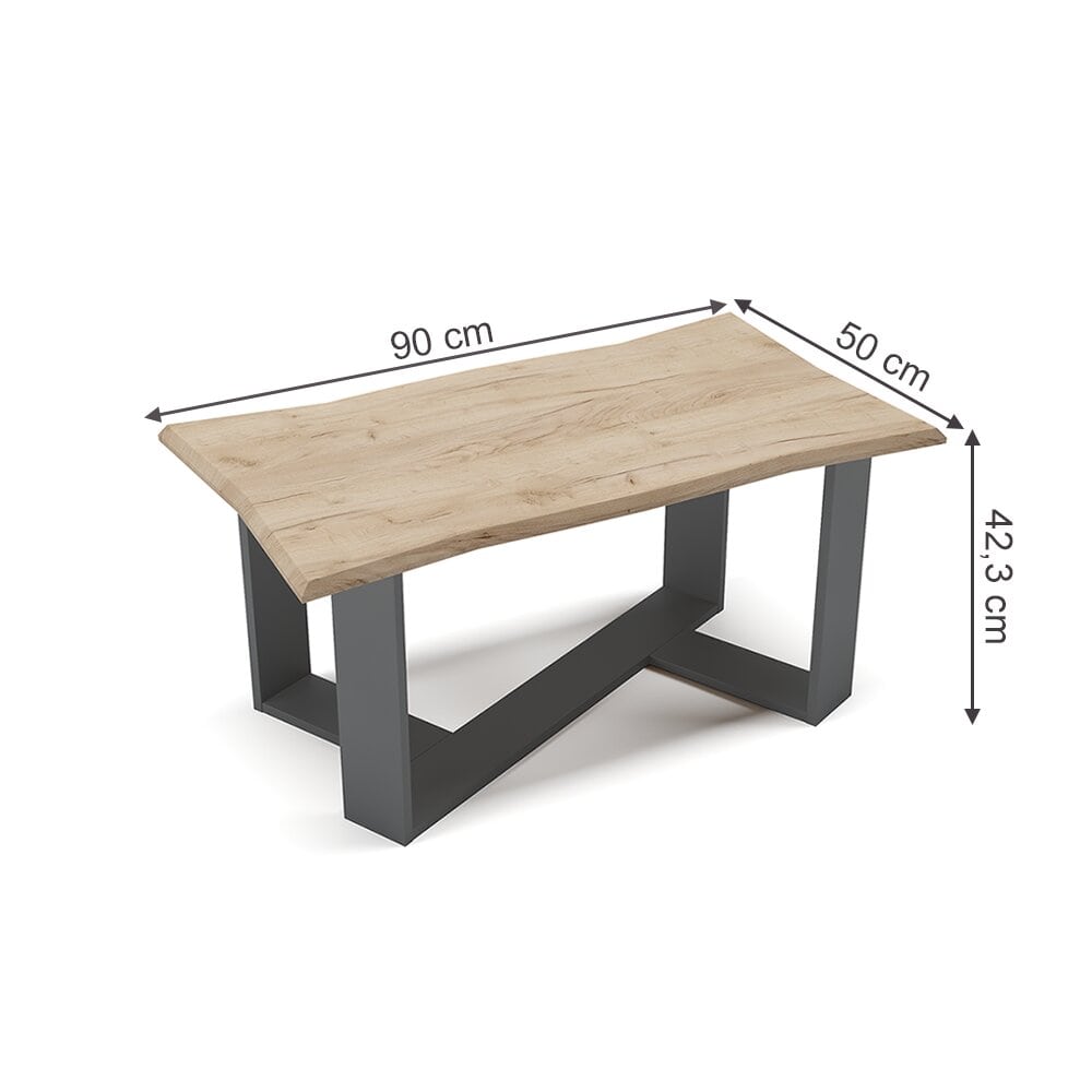 Vicco Couchtisch Sofatisch Beistelltisch Arne Baumkante Goldkraft/Anthrazit