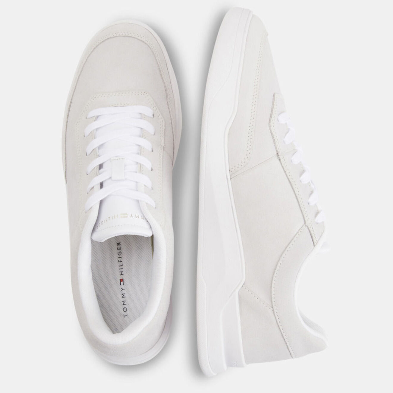 Tommy Hilfiger Baskets en Velours de Cuir Elevated Cupsole gris clair