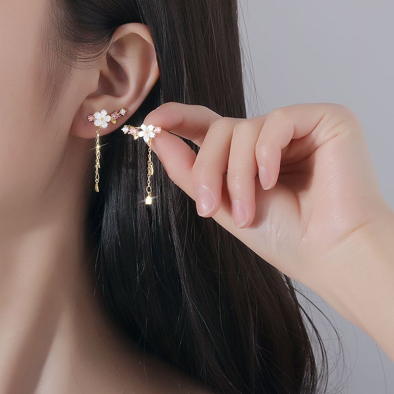 Jamfune - Sakura Sterling Zilveren Manchet Oorbel