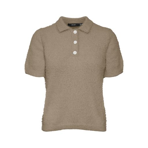 Vero Moda Bess Polo Striktrøje, Silver Mink, S