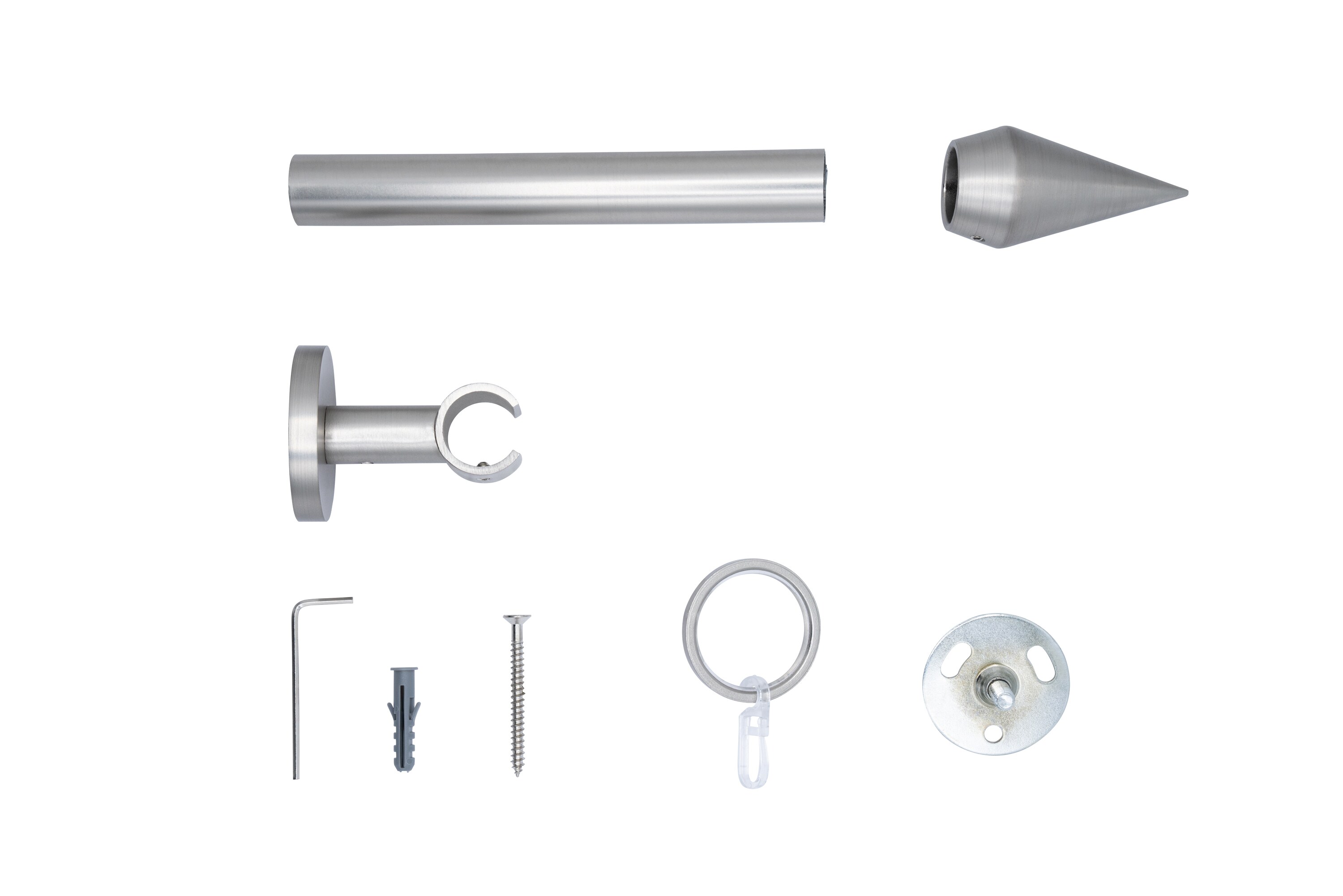 20mm,1-läufig,Rohr,Deckenträger classic,Endstück point Größe: 100cm, Farbvariante: Edelstahl-Optik