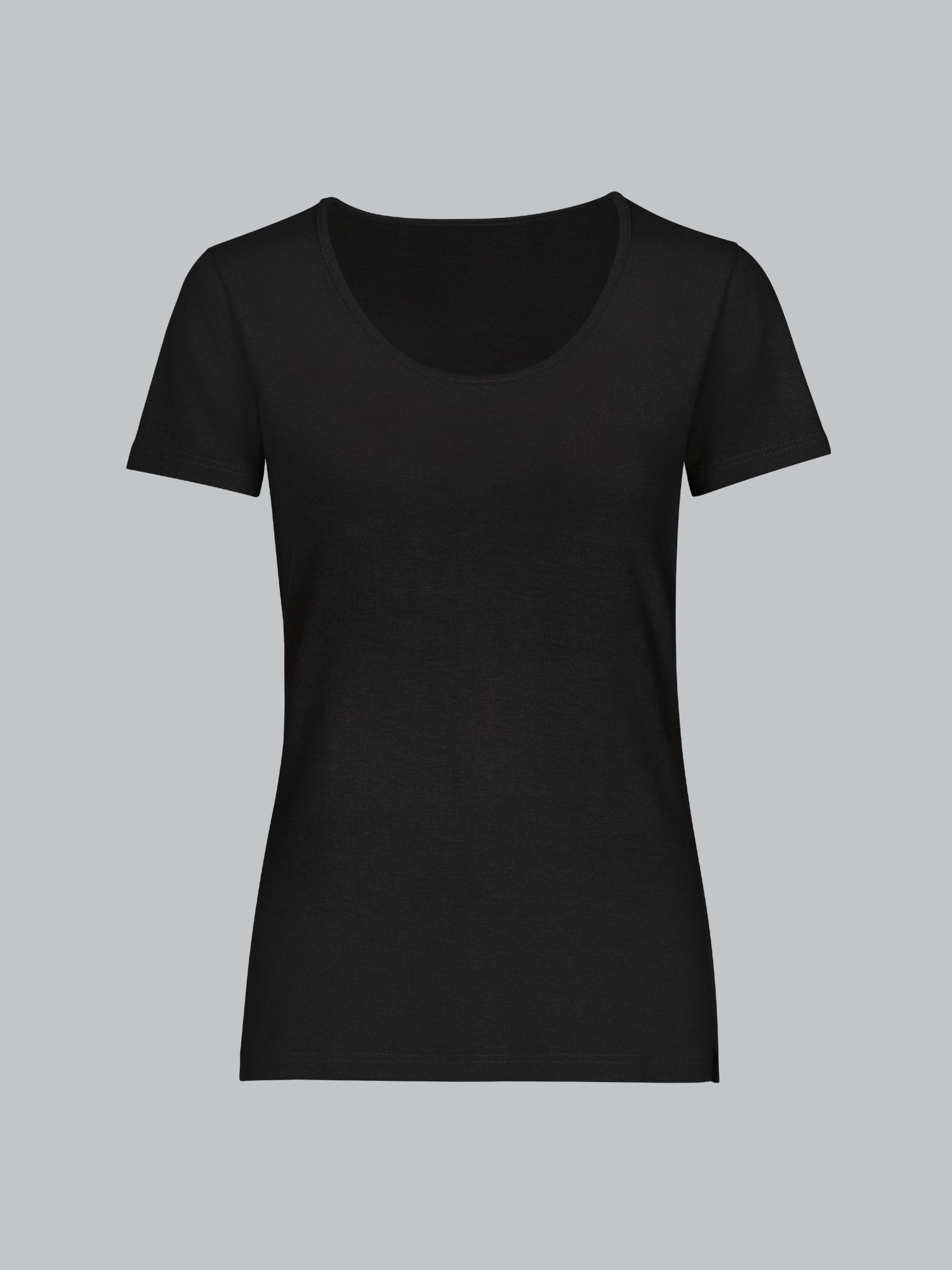 Rundhalsshirt aus Viskose Schwarz
