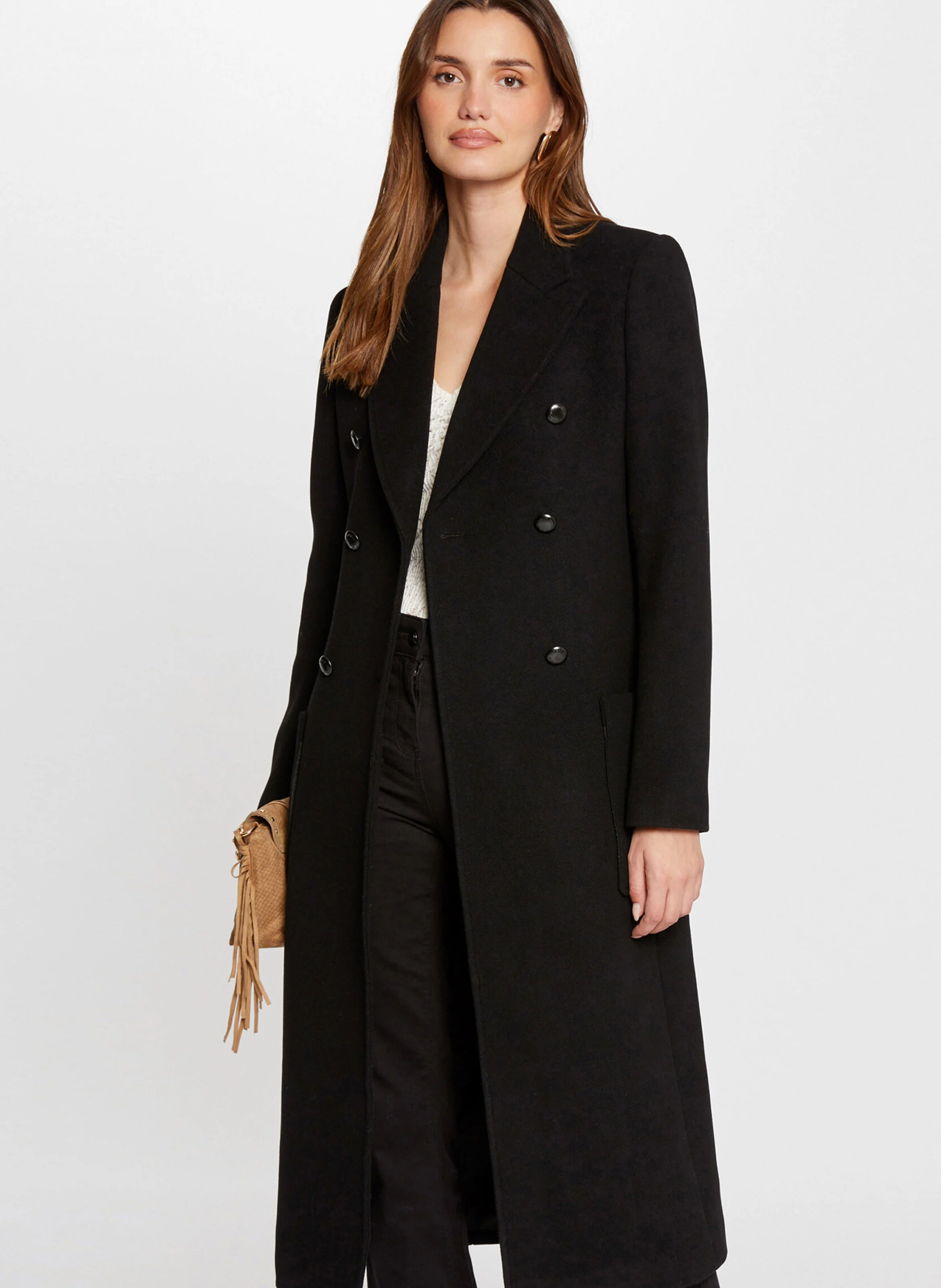 GMIDI - Manteau col tailleur| Noir