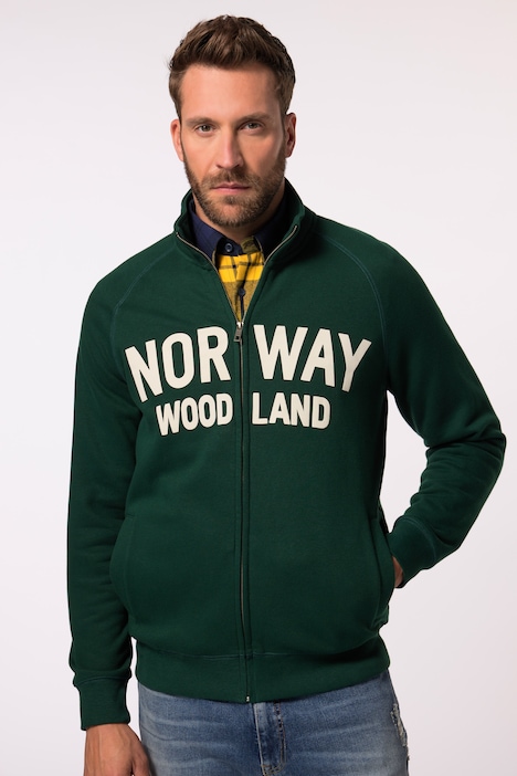 JP 1880 Sweatjacke, Stehkragen, Print, bis 8 XL