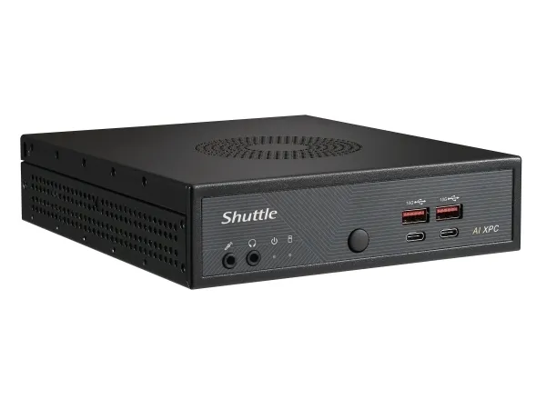 Shuttle Slim AI PC DN11H9, 1,35 L størrelse PC, Mini PC barebone, Intel® SoC, DDR5-SDRAM, PCI Express, 120 W