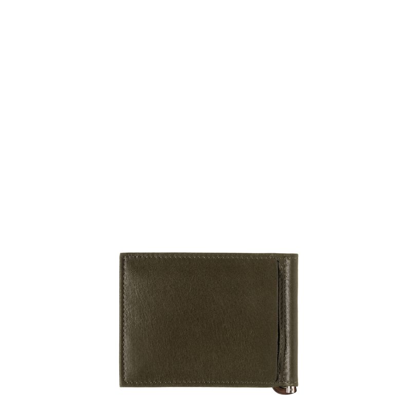 Portefeuille italien Hector avec pince à billets en cuir Vintage Bois vert