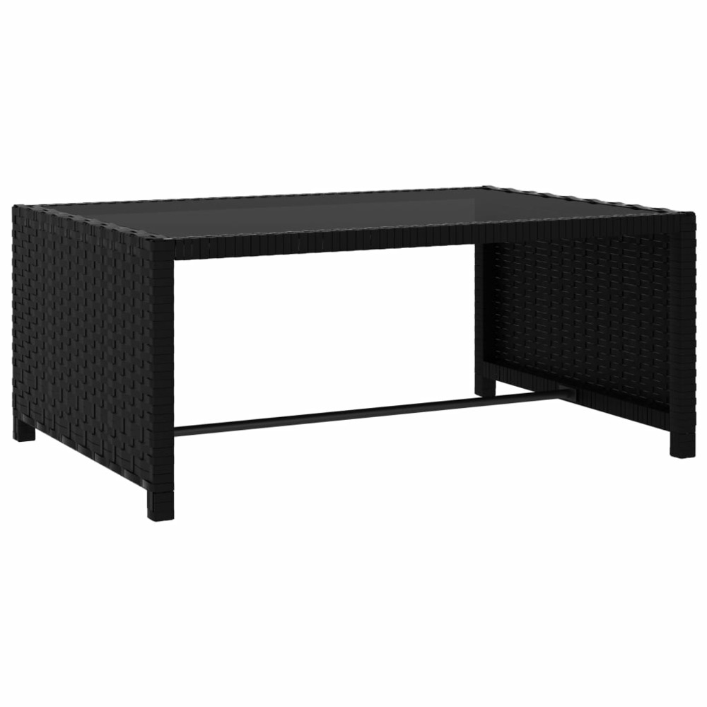 Lot de 2 transats chaise longue bain de soleil lit de jardin terrasse meuble d'extérieur avec table résine tressée noir 02_0