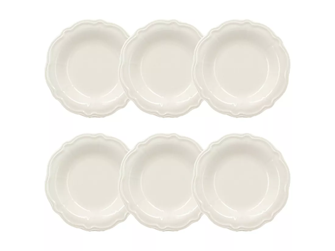 Novastyl - Lot 6 Assiettes Creuses Charlotte 22cm En Gres Blanc