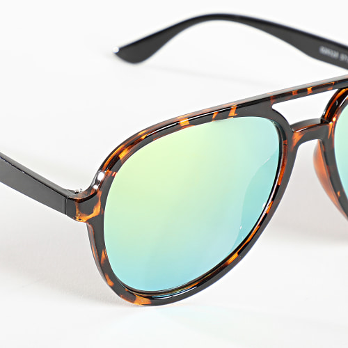 Lunettes De Soleil Marron Fauve Vert Miroir