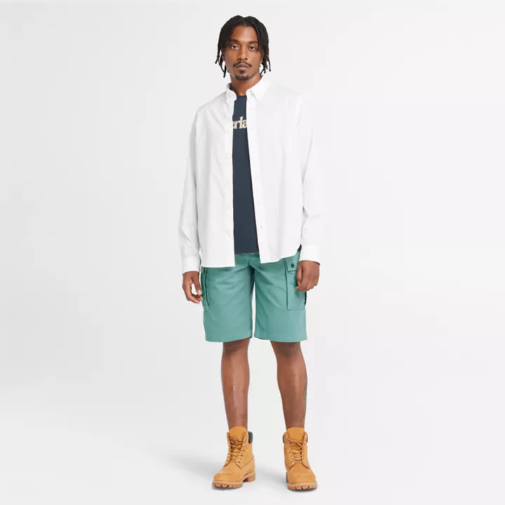 Short cargo en sergé pour homme en bleu sarcelle