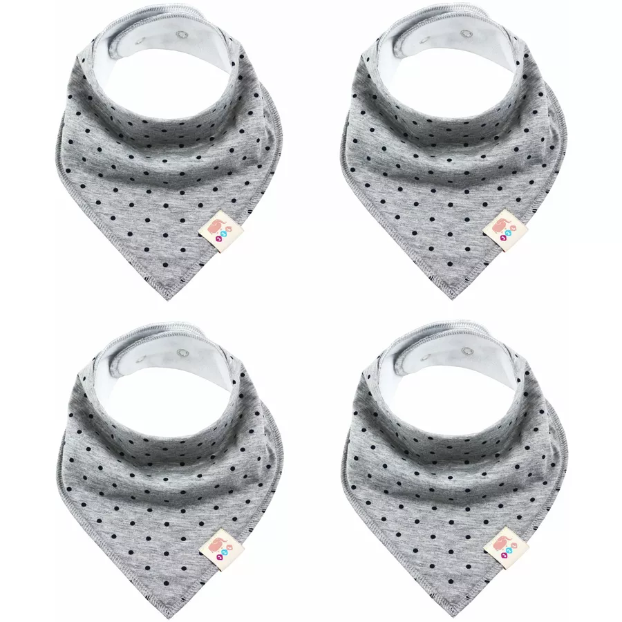 M.M.C. Lätzchen 4 PACK Dreieckstücher Halstücher 4 graue Punkte