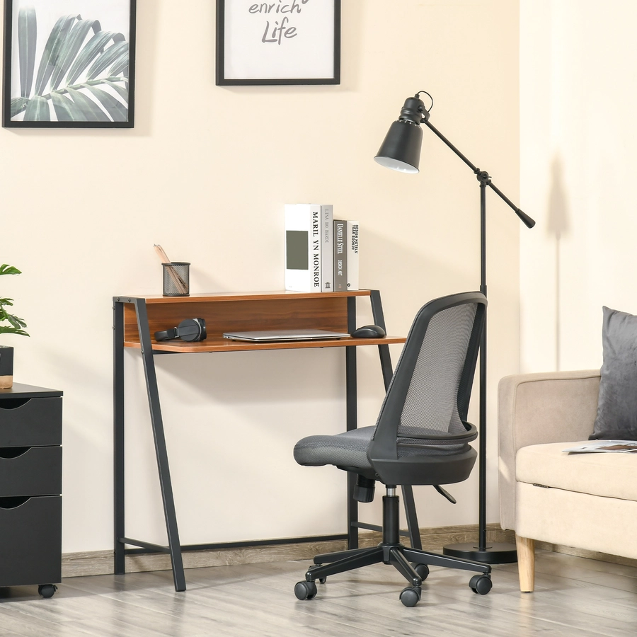 HOMCOM Schreibtisch in Walnuss-Optik walnuss, schwarz