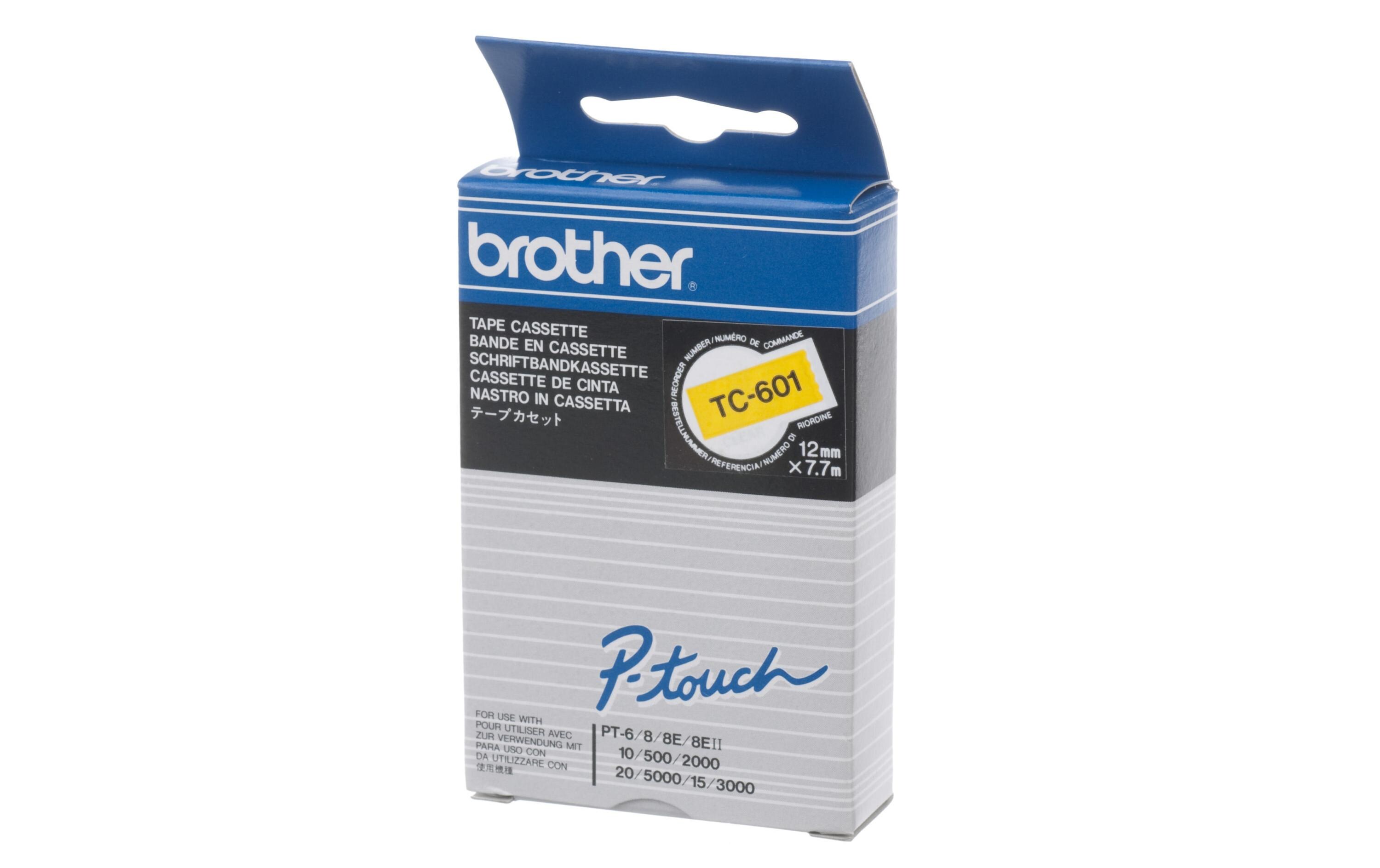 Beschriftungsband TC-601 Schwarz auf GelbFarbband für Brother P-Touch-Geräte