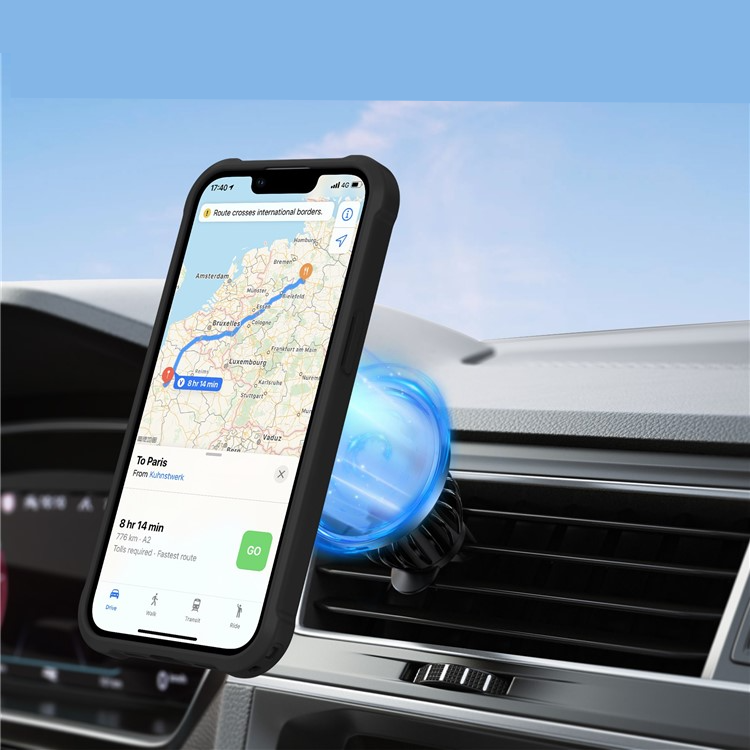 iPhone 16e MagSafe Hybrid Hardcase Hülle mit Kunststoff Rückseite und TPU Bumper   Kickstand Aufsteller - Schwarz